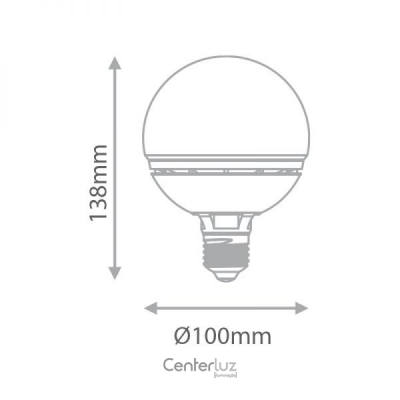 Lâmpada LED Ballon 12W 3000K (Branco Quente)  Bivolt Medidas