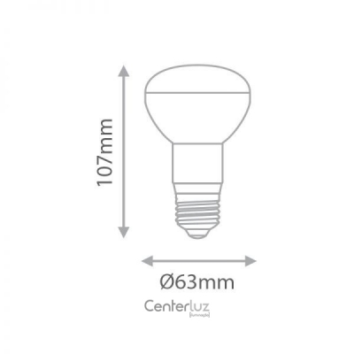 Lâmpada LED Mini Spot R63 6W Medidas