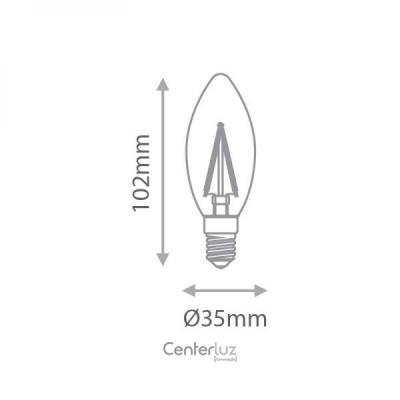 Lâmpada LED Vela Lisa 2W 2700K (Branco Quente)